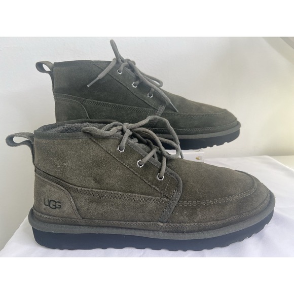 Ugg Neumel Moc Chukka Mens Warm Faux Fur Ankle Lace‎ Up Boots In Olive Green 13 - Picture 4 of 13